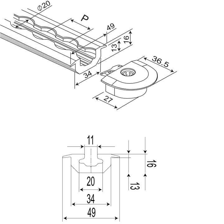 Airlineschiene versenkbar HEAVY DUTY Rollstuhlsicherung DIN 75078-2