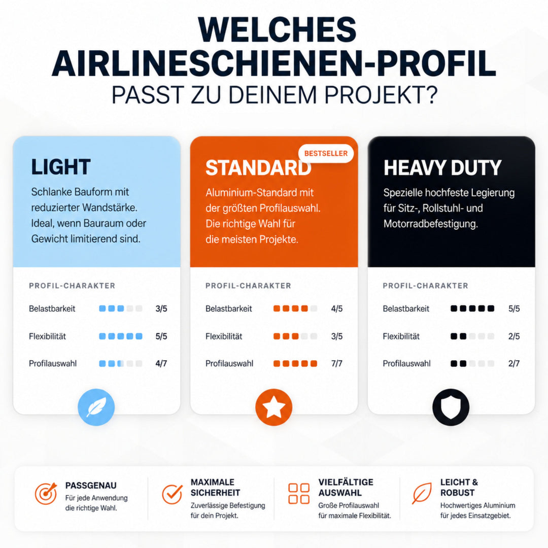 airlineschienen profilauswahl