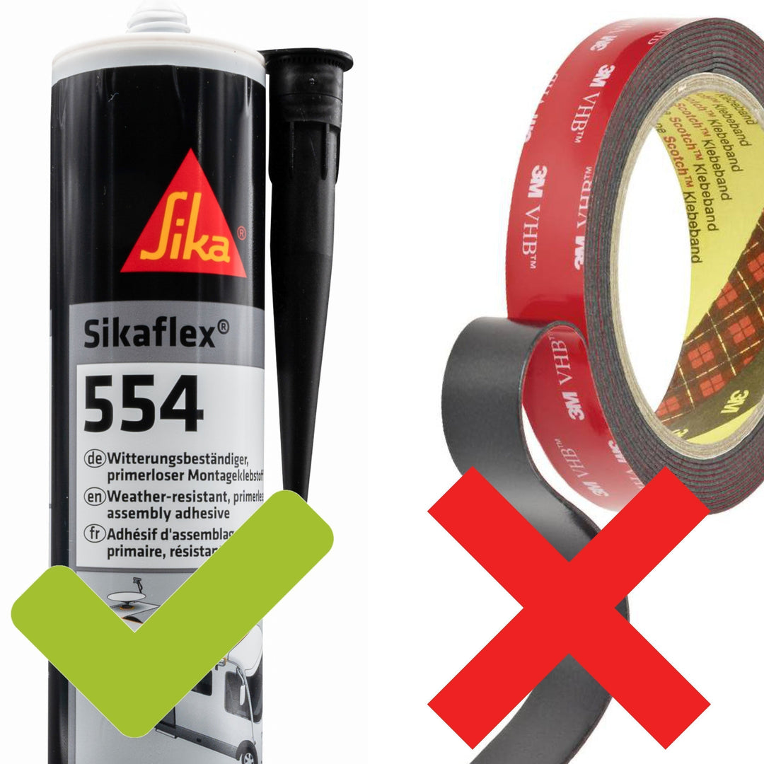Airlineschiene befestigen - Klebeband vs. Industrieklebstoff