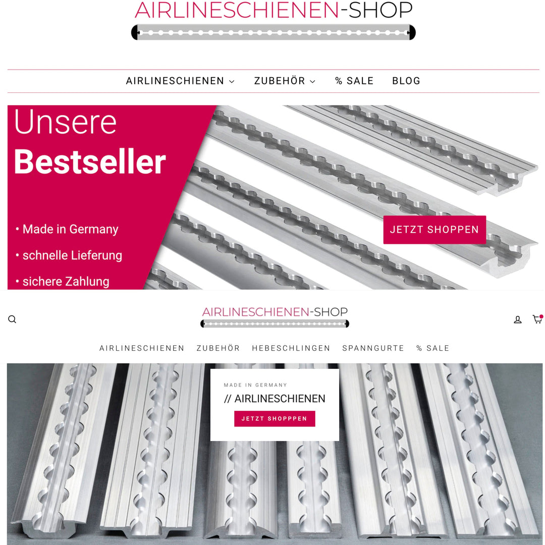 Airlineschienen Shop relaunch, neues Design