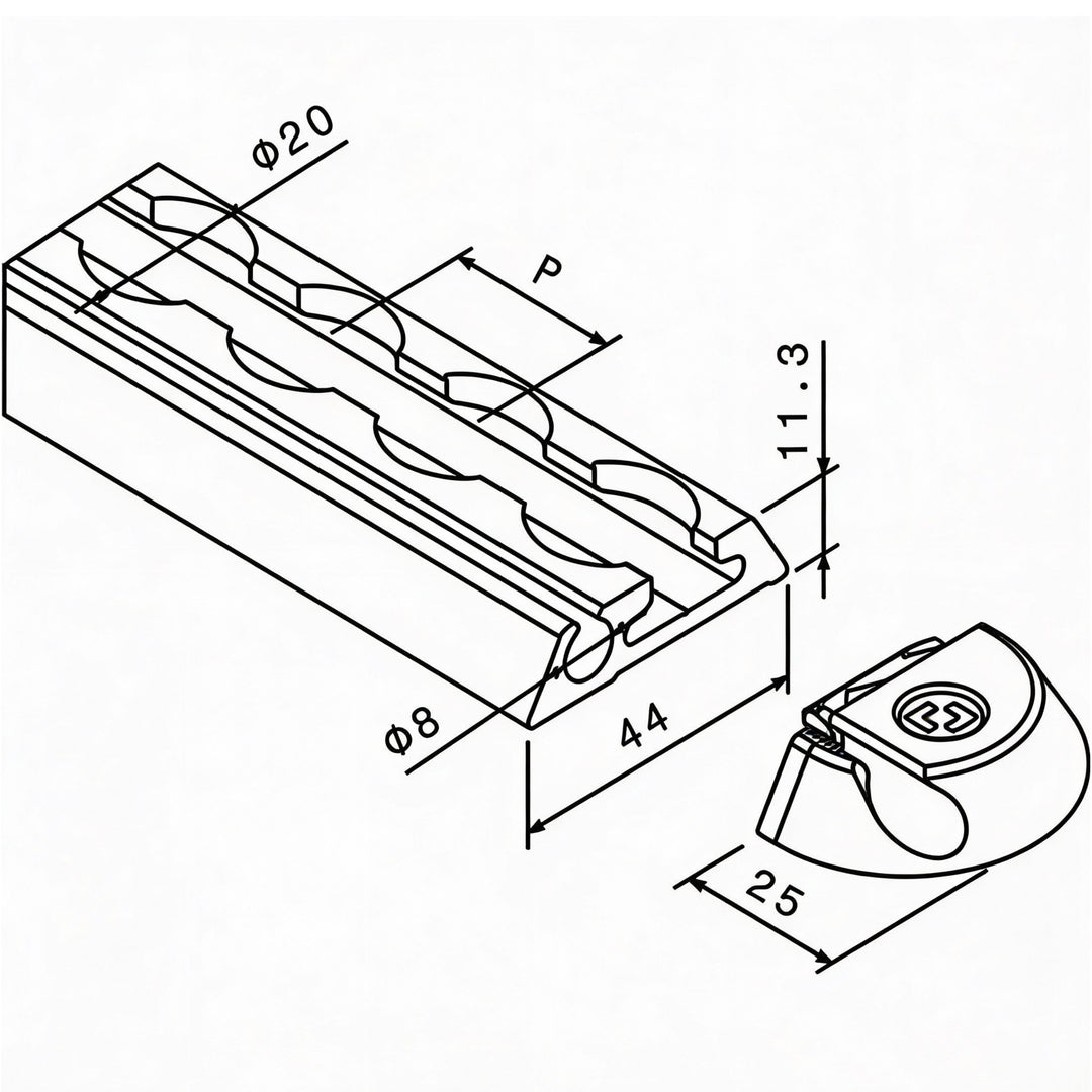 airlineschiene mit keder