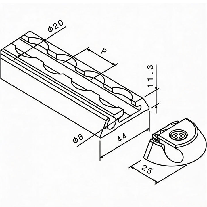 airlineschiene mit keder